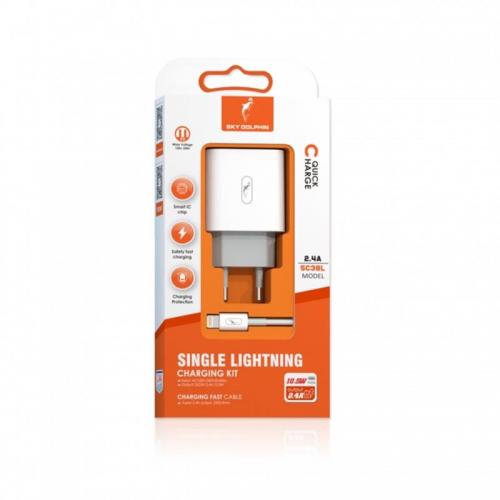 Зарядний пристрій Sky Dolphin SC38T White та кабель Lightning Зарядний пристрій Sky Dolphin SC38T White та кабель Lightning