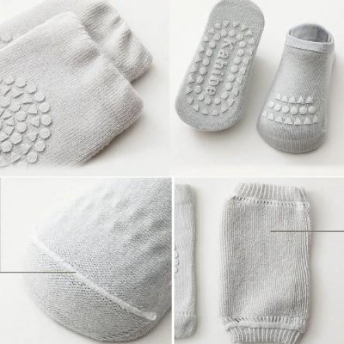 Набір наколінників та шкарпеток дитячих для повзання малюків Hoz Children Knee One Size Grey (SK001586) в інтернет супермаркеті PbayMarket!