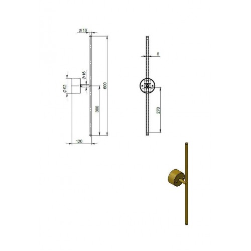 Бра PikArt Line 9.2x60 см Золотистий (26301-27)