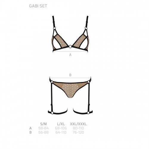 Еротичний комплект спідньої білизни Passion GABI SET L/XL beige, трусики з гартерами в інтернет супермаркеті PbayMarket!