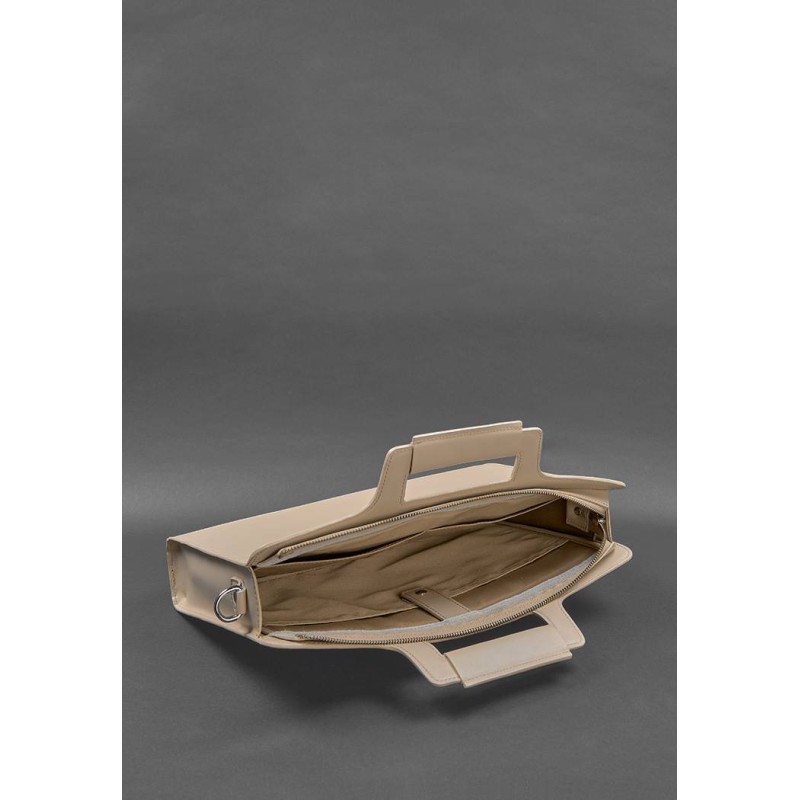 Жіноча шкіряна сумка для ноутбука і документів світло-бежева BlankNote