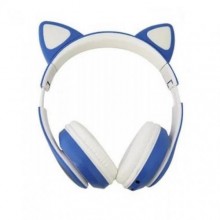 Навушники бездротові Cat Ear VZV-24M Bluetooth з різнокольоровим LED підсвічуванням та котячими вушками Сині