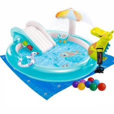 Надувний ігровий центр Intex 57165-2 «Крокодил», 201 х 170 х 84 см, з кульками 10 шт, підстилкою та насосом