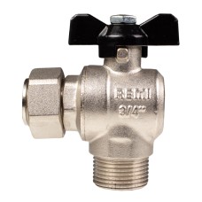 Кран кульовий з накидною гайкою кутовий Remi 3/4”