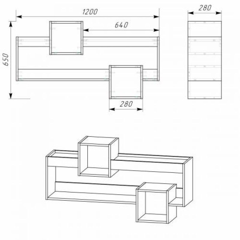 Тумба Навісна 2 Компанит МГ 6 100х28х65 см Дуб сонома