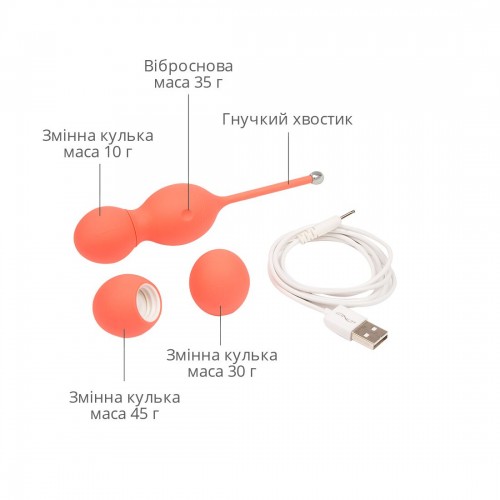 Смарт вагінальні кульки з вібрацією We-Vibe Bloom, діаметр 3,3 см, маса 45, 65, 80 г