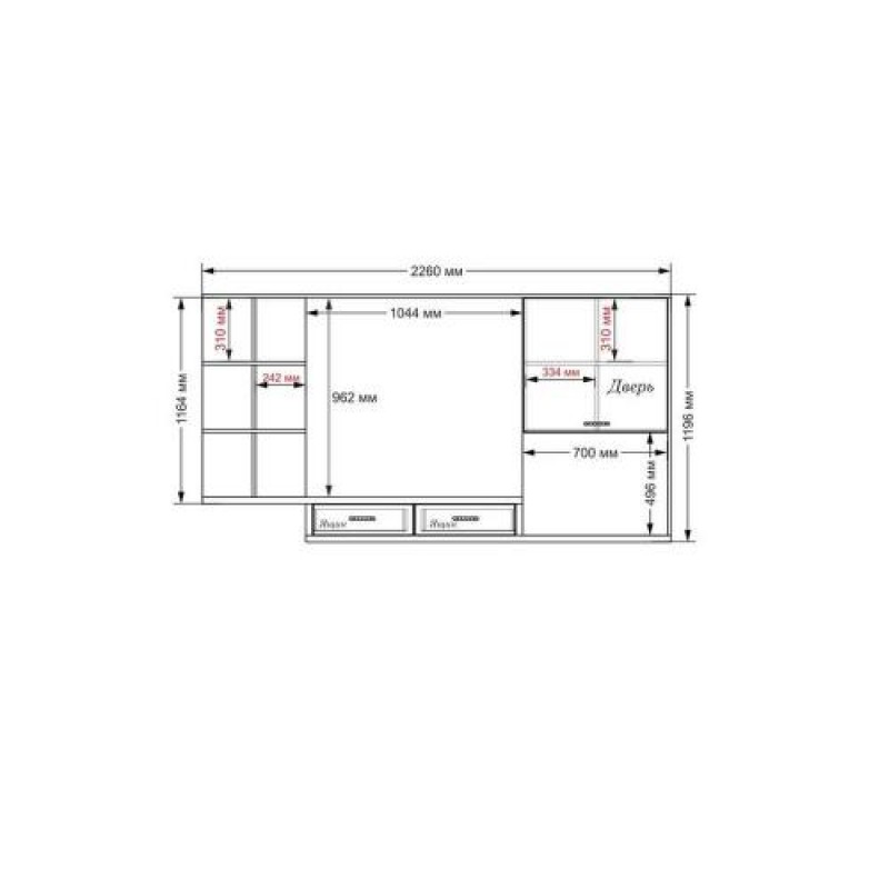 Стінка в вітальню Тиса Мебель Вітальня-203 Сонома Білий 1200x300x2260 мм