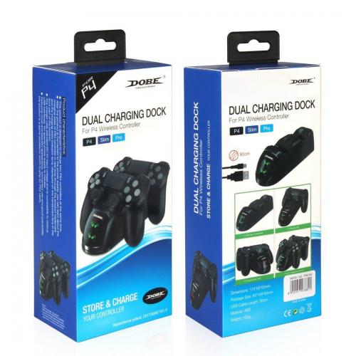 Зарядна станція DOBE для геймпадів PlayStation Dualshock 4 із LED індикаторами Чорний (TP4-889)