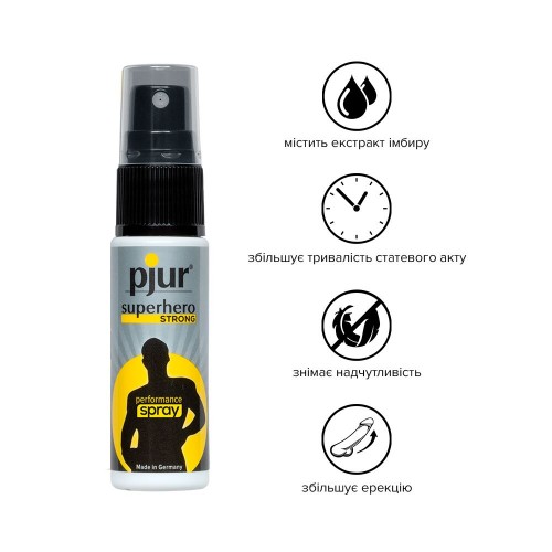 Пролонгувальний спрей pjur Superhero Strong Spray 20 ml, з екстрактом імбиру, всотується в шкіру в інтернет супермаркеті PbayMarket!