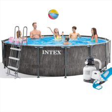 Каркасний басейн Intex 26742-7, 457 x 122 см (7 900 л/год, драбина, тент, підстилка, набір для догляду)