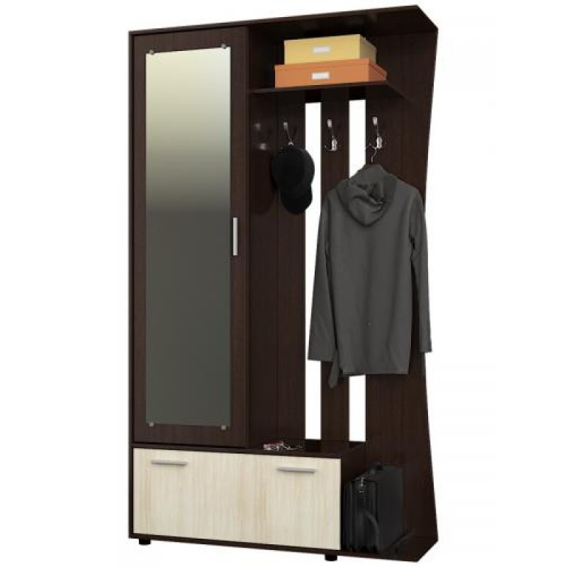 Передпокій із дзеркалом Еверест Авео-2 венге + дуб молочний (EVR-2189)