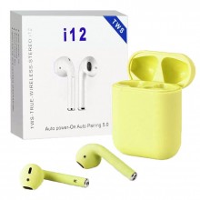 Бездротові блютуз навушники i12 TWS з боксом для заряджання Yellow (au172-hbr)
