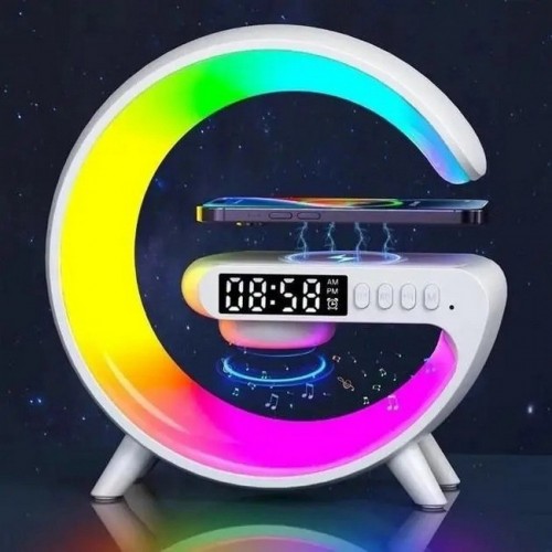 Ночник RGB 3в1 + Bluetooth колонка та бездротова зарядка G63 Smart Small White CNV