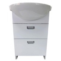 Тумба Mikola-M пластикова 2.0 з двома висувними ящиками та керамічним умивальником 55 см Тумба Mikola-M пластикова 2.0 з двома висувними ящиками та керамічним умивальником 55 см