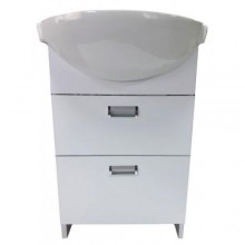 Тумба Mikola-M пластикова 2.0 з двома висувними ящиками та керамічним умивальником 55 см