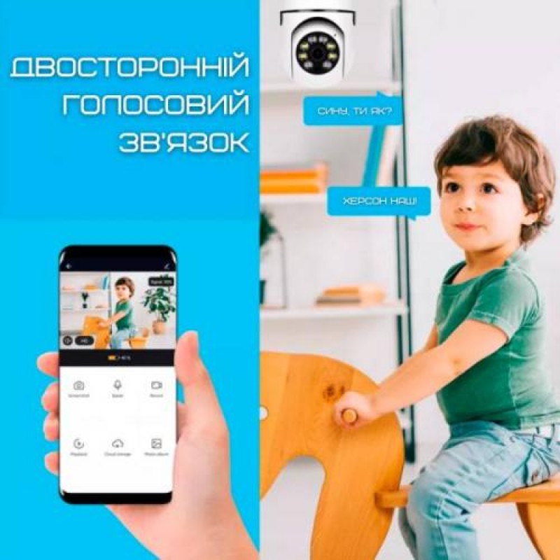 Бездротова поворотна WIFI камера YIIOT з Датчиком Руху та Нічним Баченням з ІЧ Підсвічуванням Full HD (534)