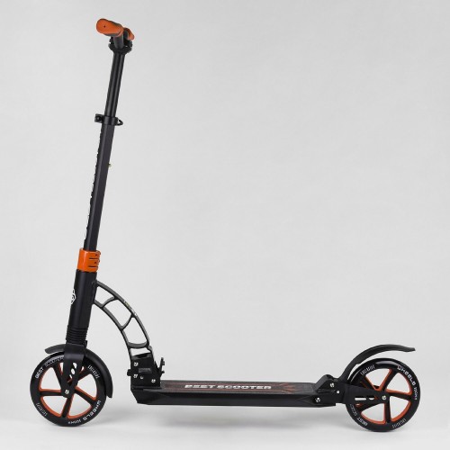 Самокат двоколісний Best Scooter з PU колесами та 2 амортизаторами Black/Orange (100075)