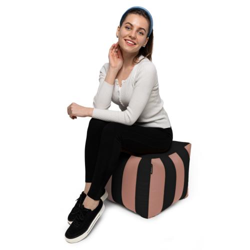 Пуф Кубик Смугастий Оксфорд 40х40 Студія Комфорту Кава + Чорна Пуф Кубик Смугастий Оксфорд 40х40 Студія Комфорту Кава + Чорна