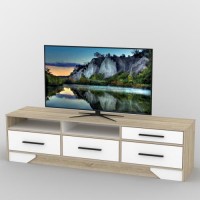 Тумба під телевізор Тиса Мебель ТВ-388 Дуб сонома Білий 48x44x180 см Тумба під телевізор Тиса Мебель ТВ-388 Дуб сонома Білий 48x44x180 см