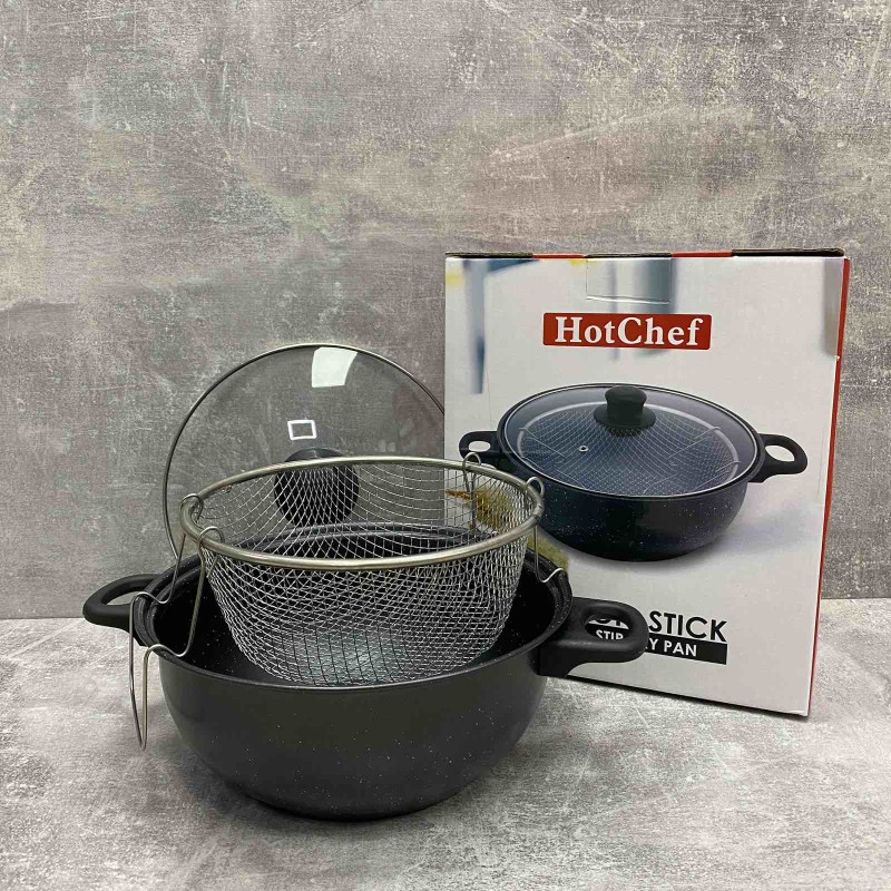 Фритюрниця 24 см алюмінієва зі скляною кришкою A-PLus 24 FP