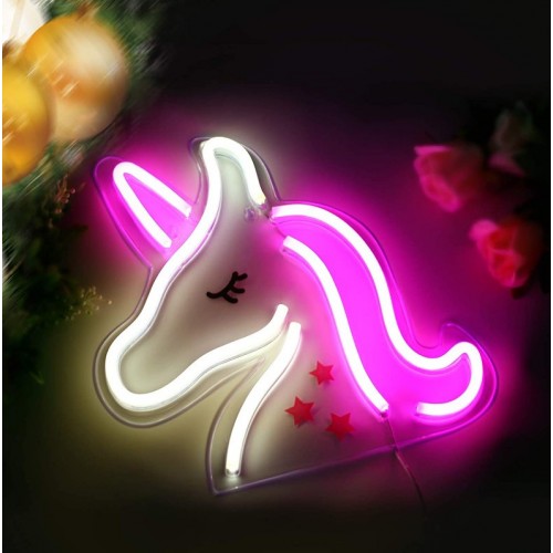Настінна неонова вивіска світильник нічник Angel Єдиноріг UNICORN 32*32 см