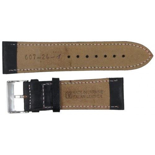 Ремінець для годинника Mykhail Ikhtyar зі шкіри 24 мм Чорний (S607-24-1S black)