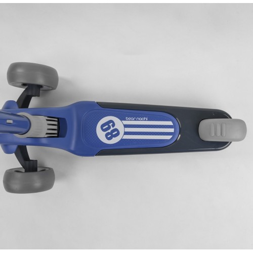 Самокат триколісний Best Scooter складане алюмінієве кермо, 3 колеса PU зі світлом Black/Blue (102024)