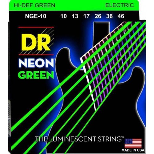Струни для електрогітари 6 шт DR NGE-10 Hi-Def Neon Green K3 Coated Medium Electric Guitar Strings 10/46 Струни для електрогітари 6 шт DR NGE-10 Hi-Def Neon Green K3 Coated Medium Electric Guitar Strings 10/46