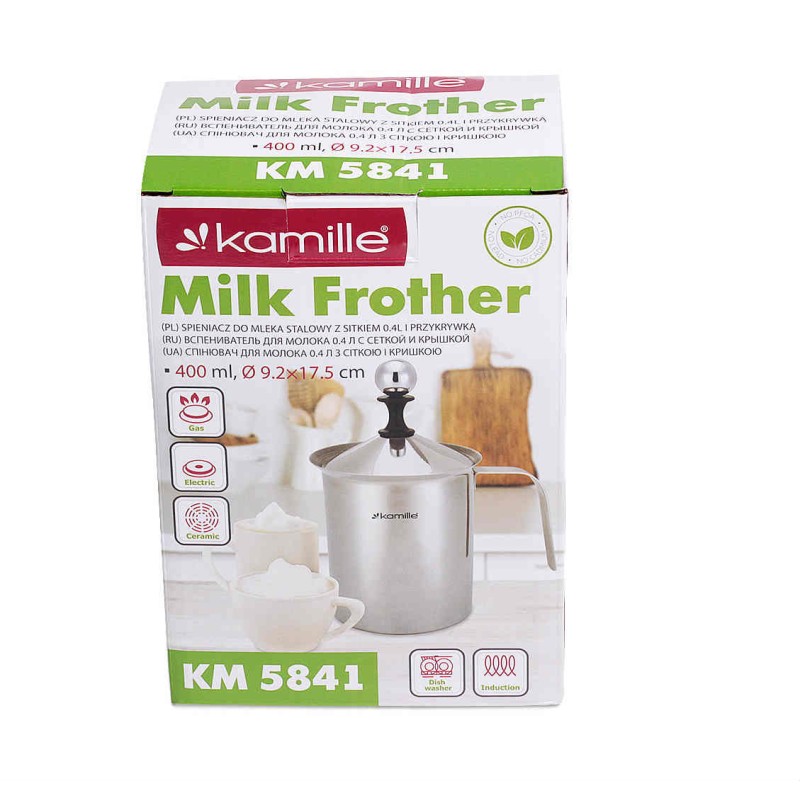 Спінювач Kamille для молока з кришкою 400 мл KM-5841