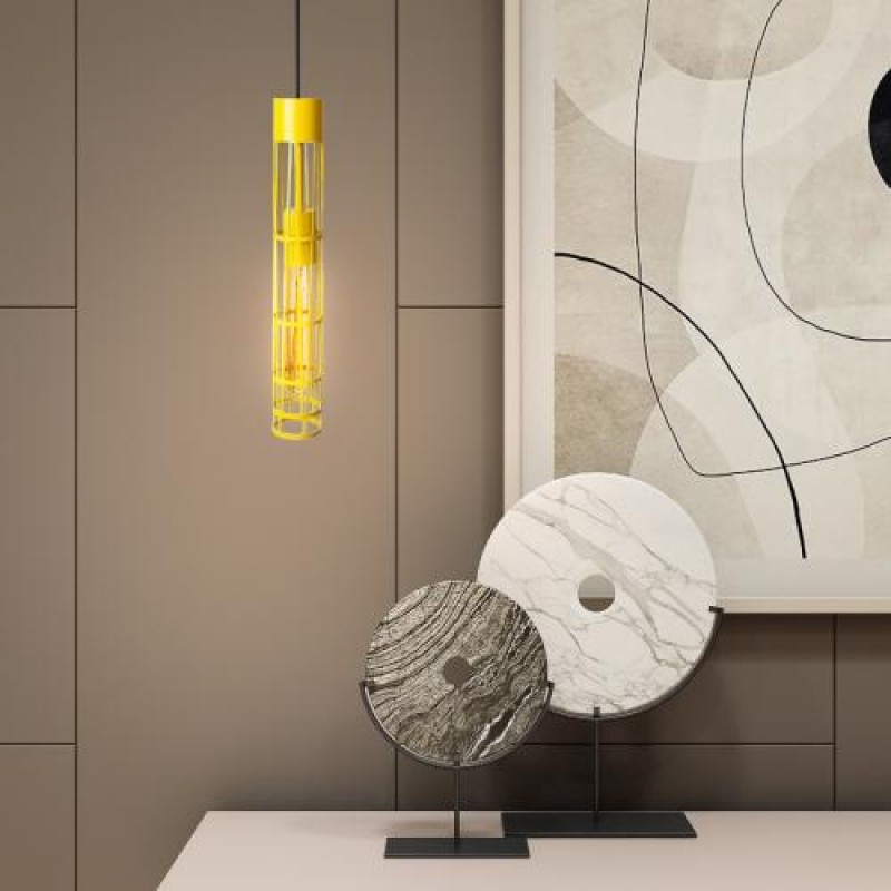 Світильник підвісний MSK Electric Flow у стилі лофт під лампу Е27 жовтий NL 6040 YL