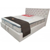 Ліжко двоспальне BNB Arizona Comfort 160 x 190 см Стрази З підйомним механізмом та нішою для білизни Бежевий