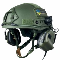 Шолом кевларовий FAST NIJ IIIA та навушники Earmor M31H Mod3 S Ranger Green