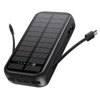 Зарядний пристрій на сонячних батареях No Brand Powerbank 20000 mAh 20W P88S Чорний (2431340144)