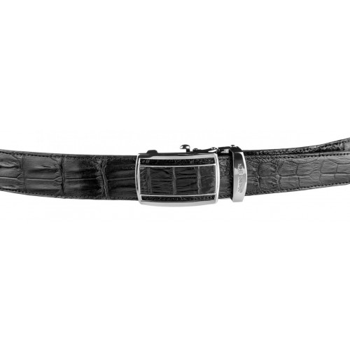 Ремінь-автомат CROCODILE LEATHER із натуральної шкіри крокодила каймана Чорний (18236) Ремінь-автомат CROCODILE LEATHER із натуральної шкіри крокодила каймана Чорний (18236)