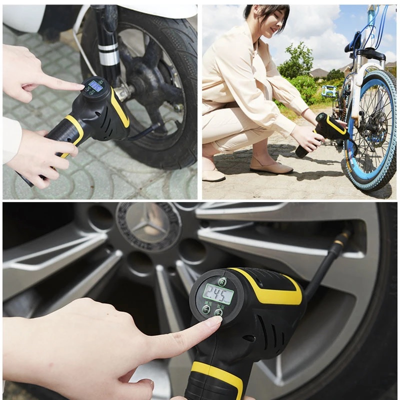 Акумуляторний насос - компресор для авто, мотоцикла, велосипеда до 10 атмосфер, зі зйомною батареєю