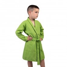 Дитячий вафельний халат Luxyart розмір 4-7 років 30-32 100% бавовна Зелена (LM-196)