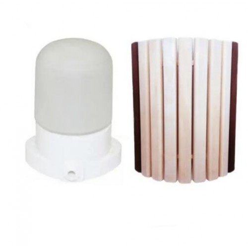 Світильник для лазні LINDNER Lisilux + Огорожа світильника з термовставкою для лазні та сауни PRO 330х270 мм