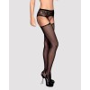 Сітчасті панчохи-стокінги з мереживним поясом Obsessive Garter stockings S307 S/M/L, чорні, імітація в інтернет супермаркеті PbayMarket!