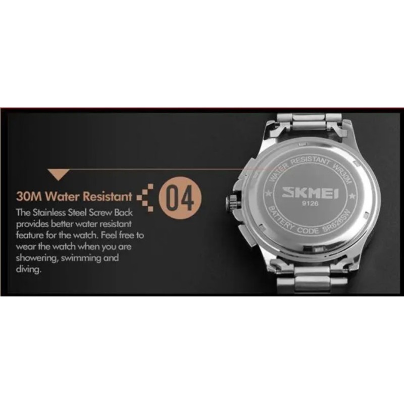 Годинник чоловічий Skmei 9126 з хронографом Сріблястий