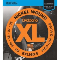 Струни для бас-гітари D'Addario EXL160-5 Nickel Wound Medium Electric Bass 5 Strings 50/135 Струни для бас-гітари D'Addario EXL160-5 Nickel Wound Medium Electric Bass 5 Strings 50/135