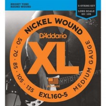 Струни для бас-гітари D'Addario EXL160-5 Nickel Wound Medium Electric Bass 5 Strings 50/135