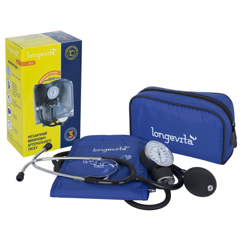 Механічний вимірювач тиску Longevita LS-5 (стетоскоп вбудований у манжету) (5929751)