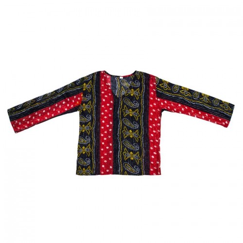 Блуза з довгим рукавом Karma Коттон з люрексом XL Червоно-чорний фон (20212) в інтернет супермаркеті PbayMarket!