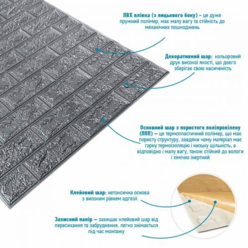 Панель стінова у рулоні 3D Sticker Wall 700х19600х2 мм Сріблястий (D) SW-00002278