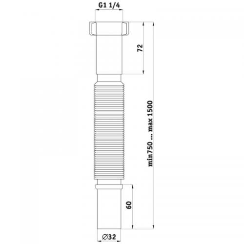 Гофра для сифону/випуску раковини подовжена Ани Пласт 1 1/4