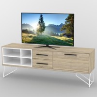 Тумба під телевізор Тиса Мебель ТВ-374 Дуб сонома Білий 65x44x180 см Тумба під телевізор Тиса Мебель ТВ-374 Дуб сонома Білий 65x44x180 см
