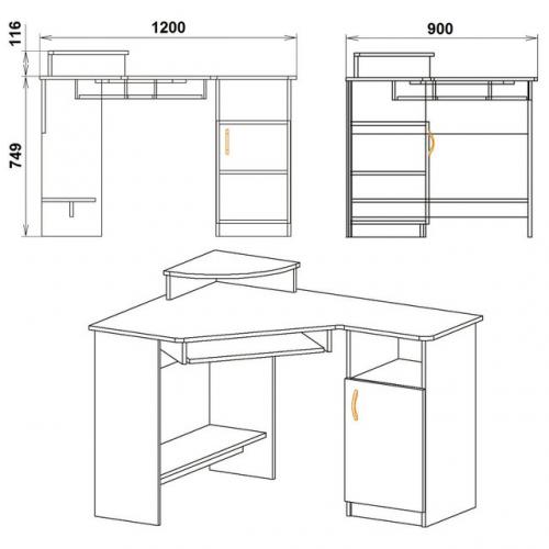 Комп'ютерний стіл СУ-1 Компанит Яблуня Комп'ютерний стіл СУ-1 Компанит Яблуня