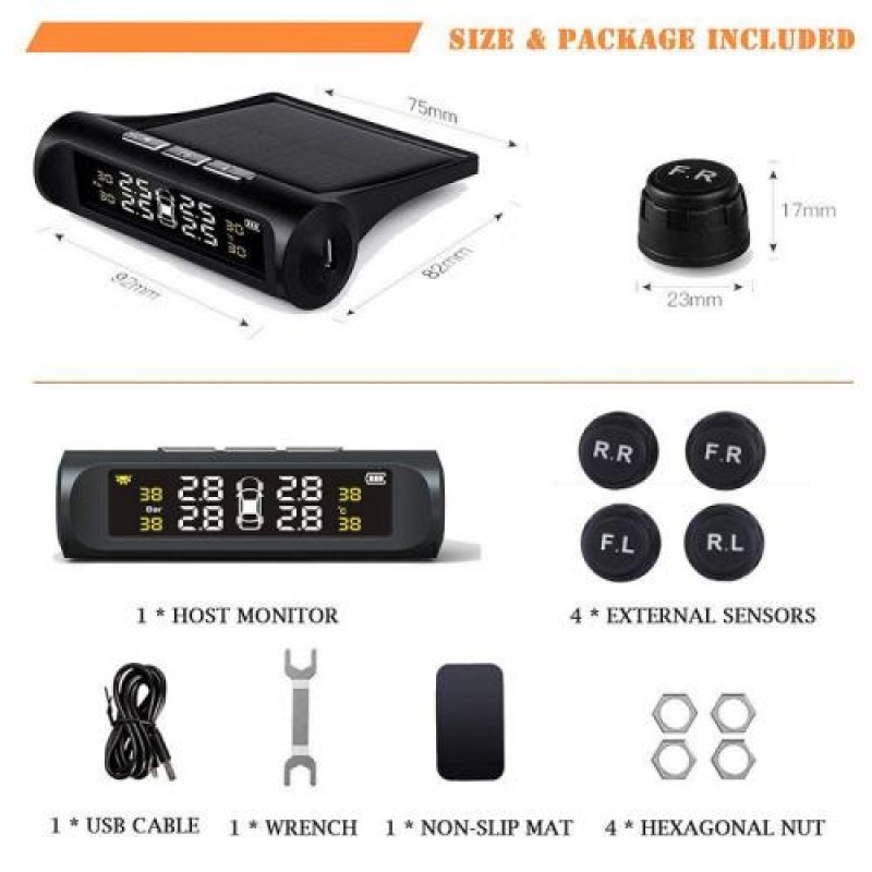 TPMS система контролю тиску та температури в шинах (З зовнішніми датчиками) (1044635769)