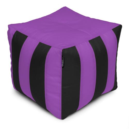 Пуф Кубик Смугастий Оксфорд 40х40 Студія Комфорту Чорний + Фіолетовий