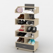 Стелаж для взуття Тиса Мебель ТО-217 Дуб сонома Графіт 129x60 см